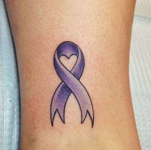 Purple Cancer Ribbon Tattoo Design