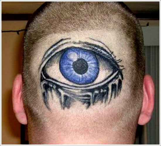 Purple Eye Tattoo On Head