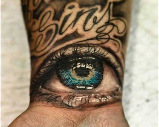 Realistic Crying Eye Tattoo On Wrist