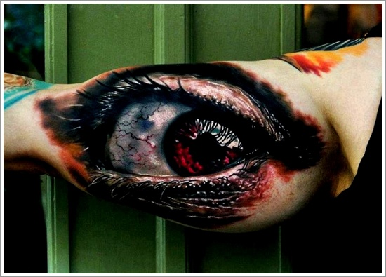 Realistic Eye Tattoo Design For Bicep