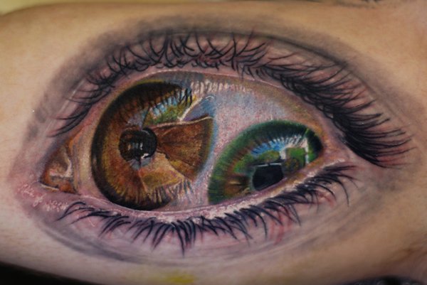 Realistic Eye Tattoo On Bicep