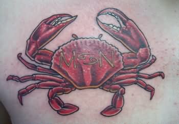 Red Crab Tattoo On Chest
