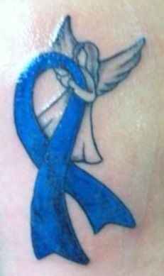Ribbon Bow With Angel Tattoo Design