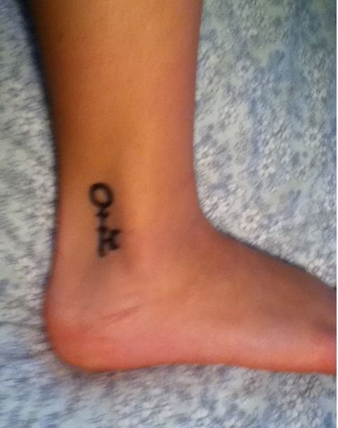 Simple Black Key Tattoo On Ankle