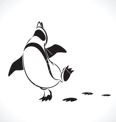 Simple Dancing Penguin Tattoo Design