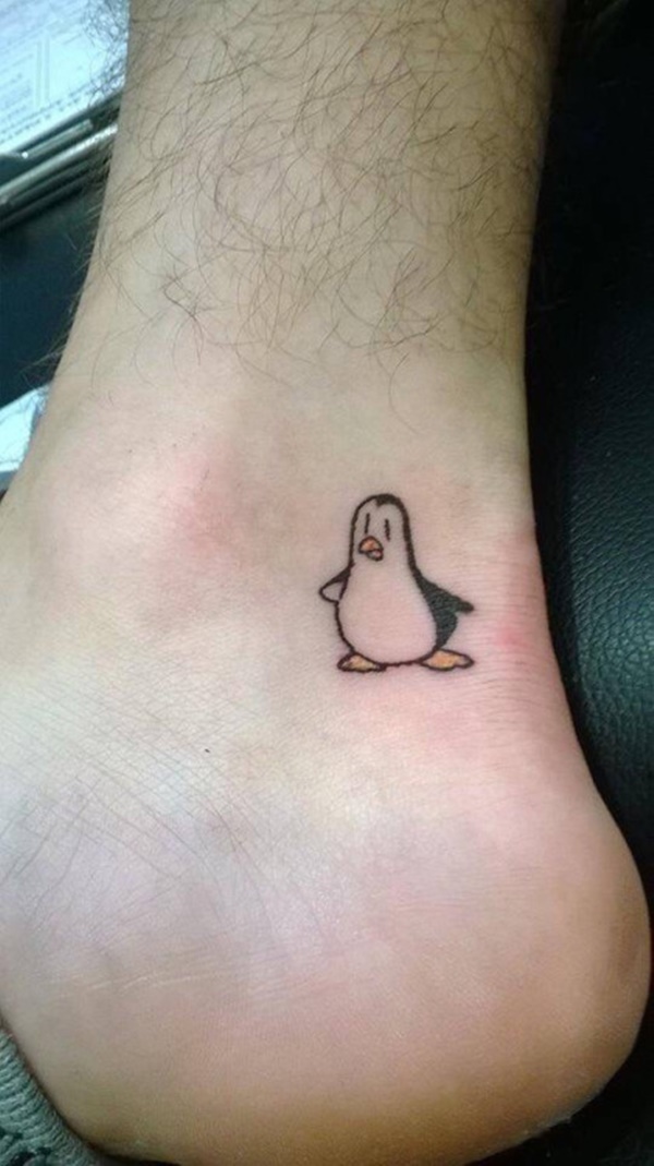 Small Ankle Penguin Tattoo On Ankle