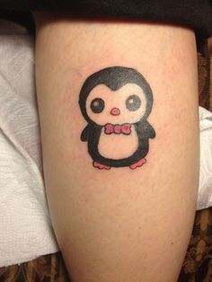 Small Baby Penguin Tattoo On Leg