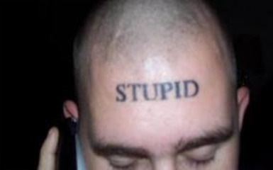 Stupid Forehead Tattoo For Men