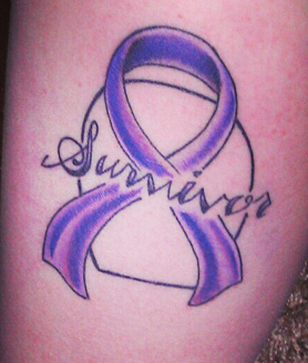 Survivor - Purple Cancer Ribbon Tattoo Design