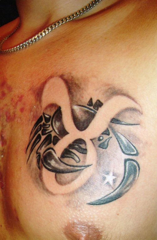 Taurus And Crab Tattoo On Chest For Men