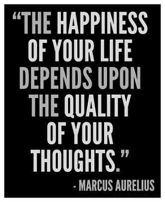 The happiness of your life depends upon the quality of your thoughts.  -  Marcus Aurelius
