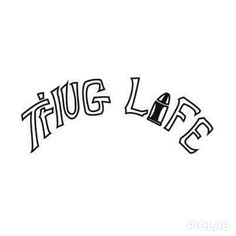 Thug Life Lettering With Bullet Tattoo Stencil