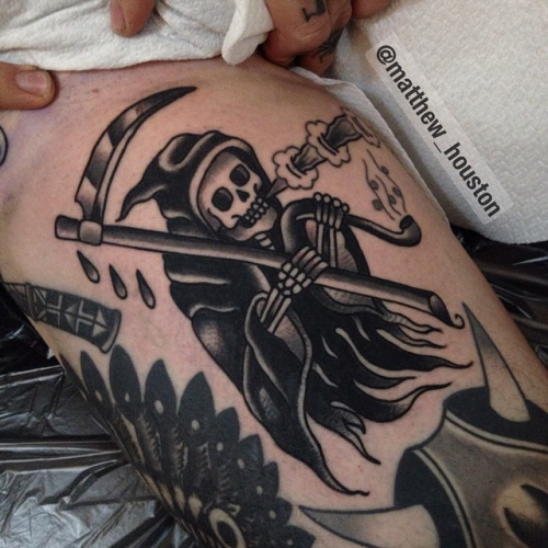 Traditional Black Death Grim Reaper Tattoo Design