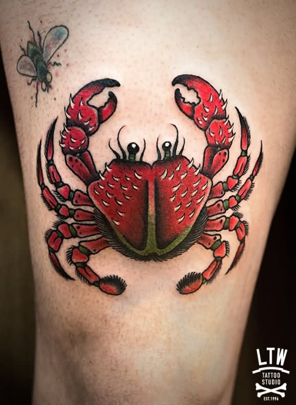 Traditional Crab Tattoo by Ricardo Contreras