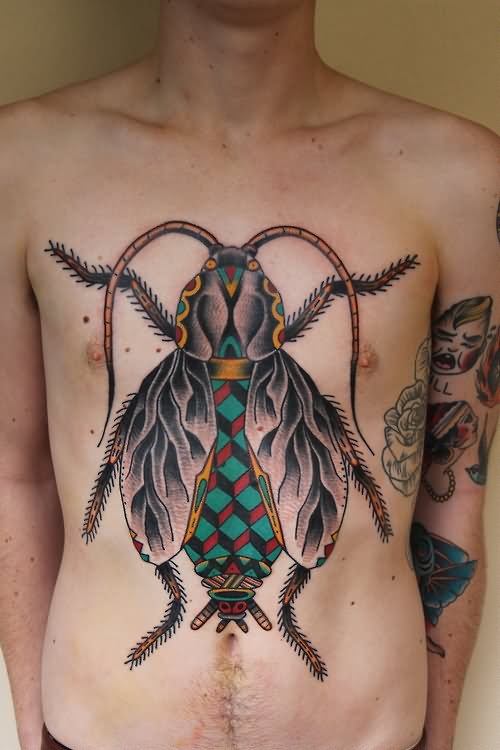 Traditional Insect Tattoo On Man Full Body