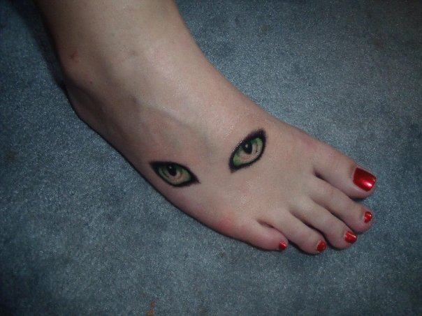 Two Eyes Tattoo On Girl Foot By Christine N Byron