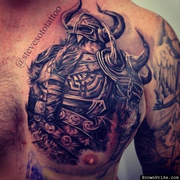 Viking Tattoo On Chest by Steve Soto