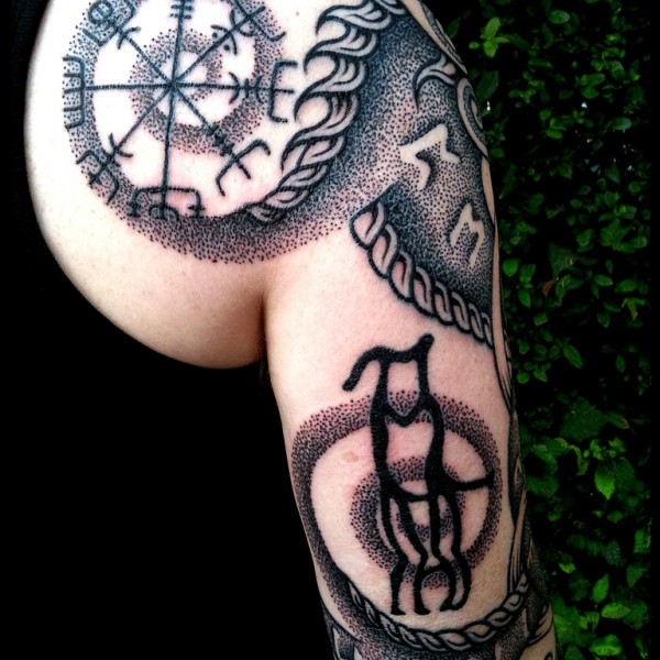 Viking Tattoo On Right Back Shoulder