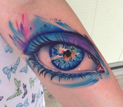 Watercolor Eye Tattoo On Forearm By Mike Shultz