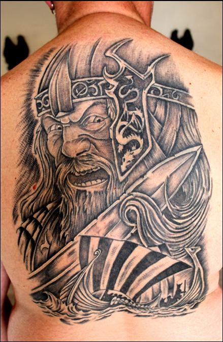 Wonderful Viking Tattoo On Man Full Back