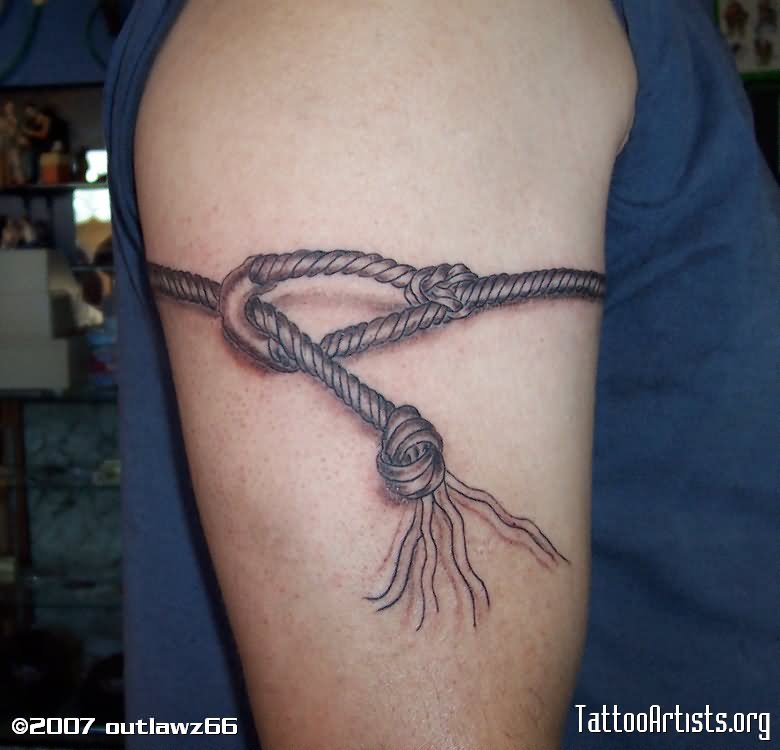 3D Rope Knot Tattoo On Right Half Sleeve
