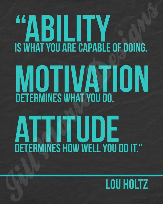 Ability Is What You’re Capable Of Doing. Motivation Determines What You Do. Attitude Determines How Well You Do It.