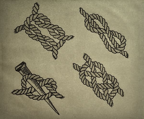 Amazing Four Rope Knot Tattoo Design