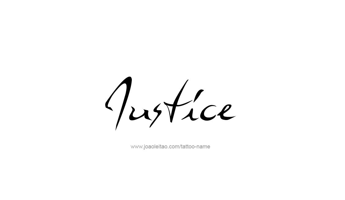 Amazing Justice Word Tattoo Design