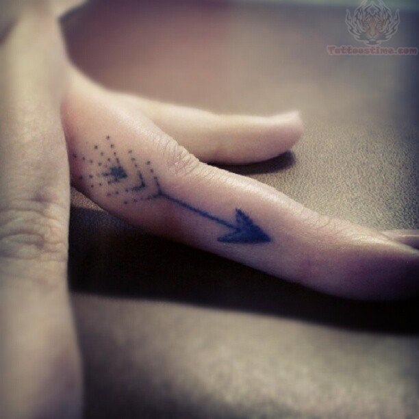 Arrow Sagittarius Tattoo On Finger