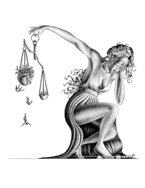 Attractive Lady Justice Tattoo Design