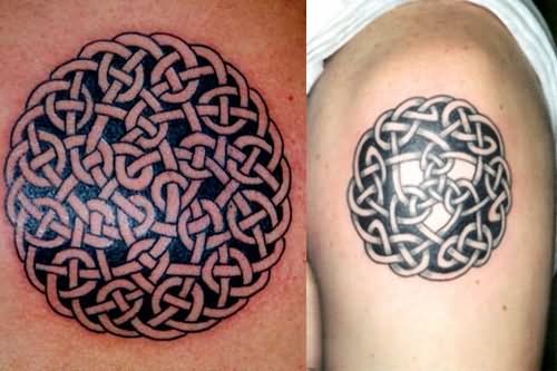 Awesome Black Celtic Knot Tattoo Design For Shoulder