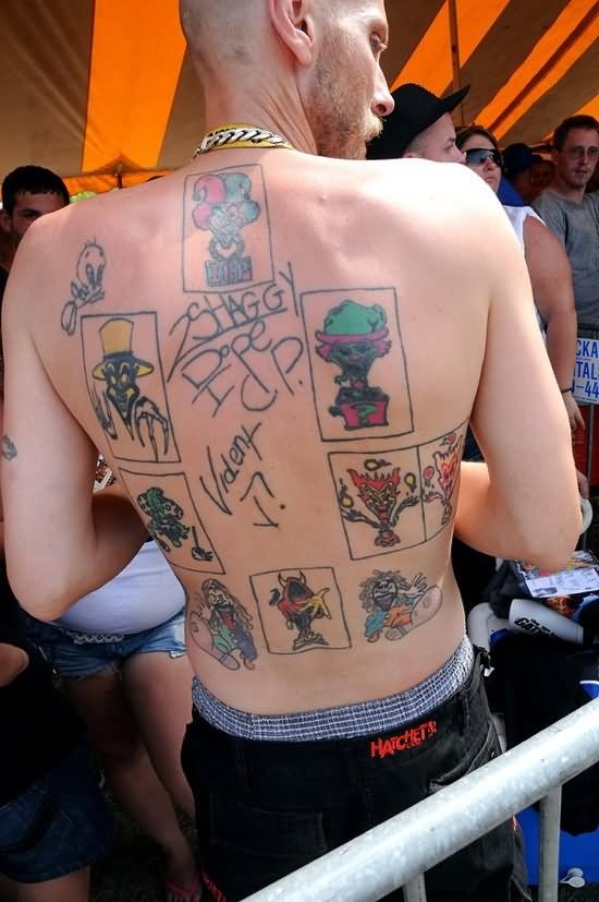 Awesome ICP Tattoo On Man Full Back