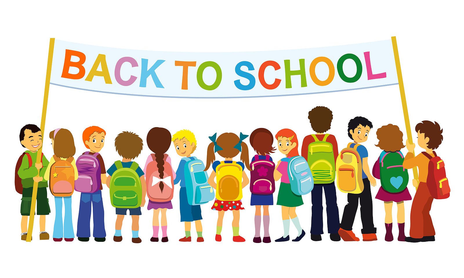 Back To School Kids With Banner Clipart