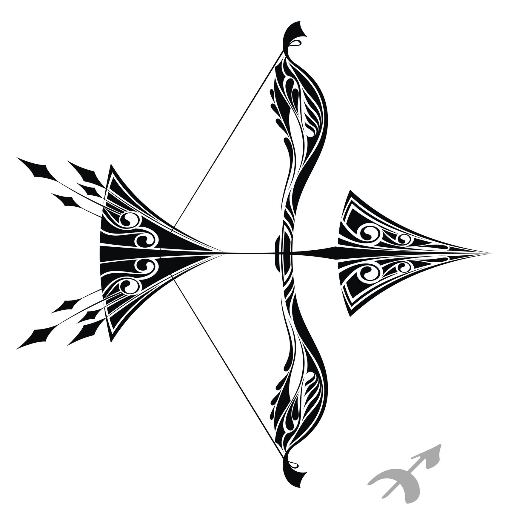 Beautiful Sagittarius Bow And Arrow Tattoo Design