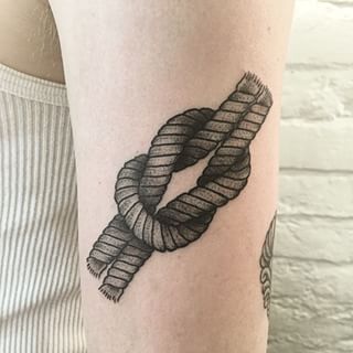 Black And Grey Rope Knot Tattoo Design For Half Sleeve