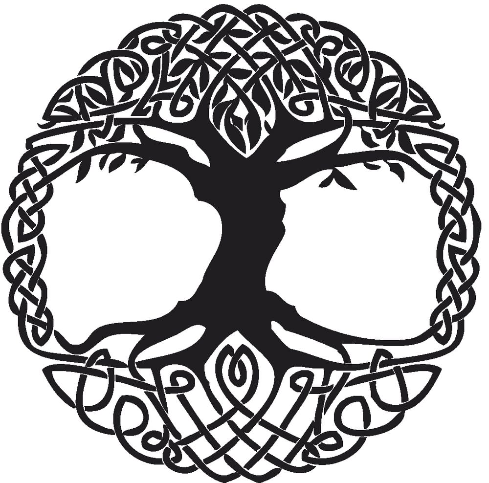 Black Celtic Knot Tree Tattoo Stencil