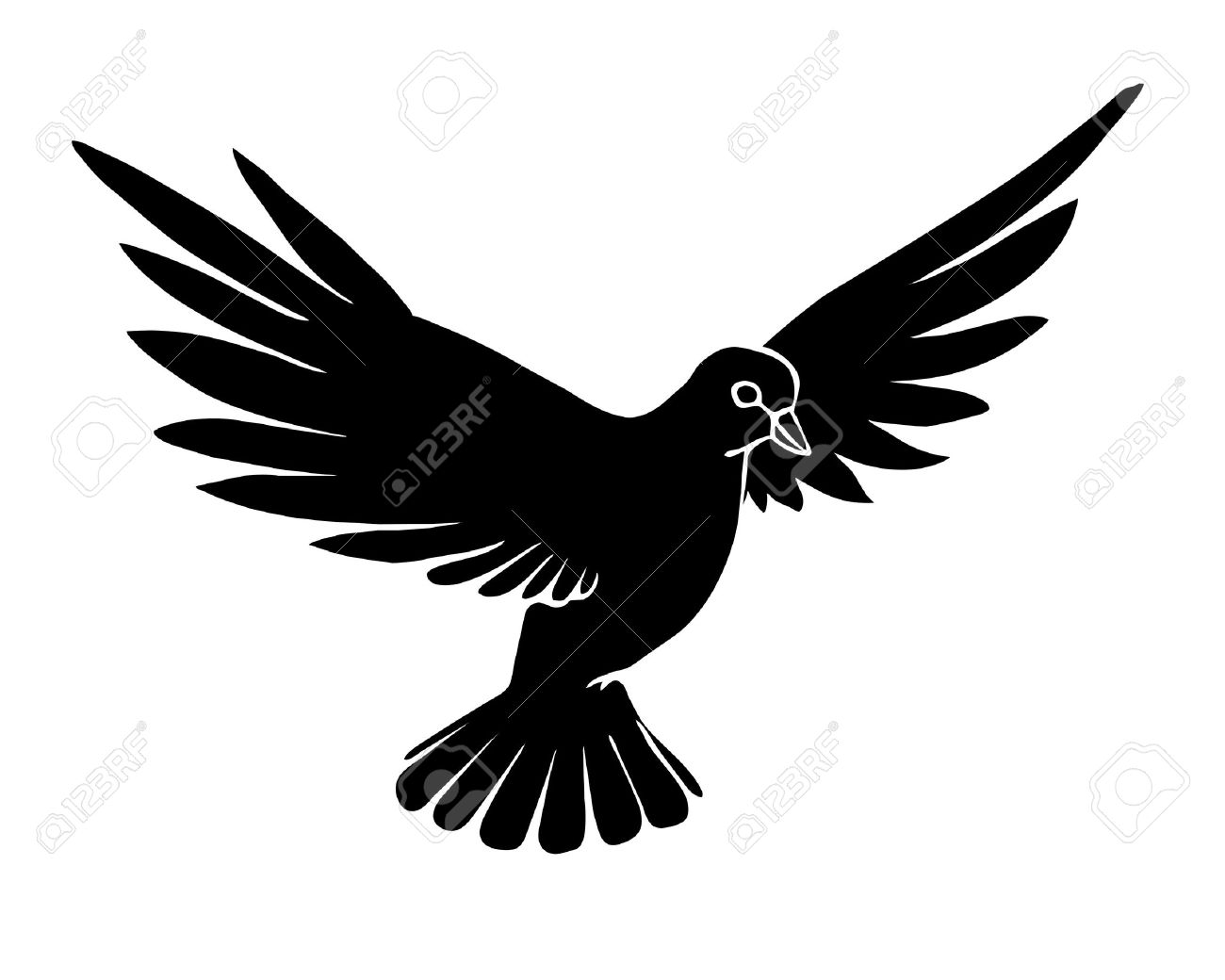 Black Flying Pigeon Tattoo Stencil