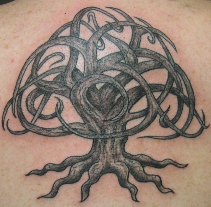 Black Ink Celtic Tree Knot Tattoo Design