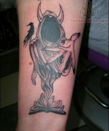 Black Ink ICP Tattoo Design For Forearm