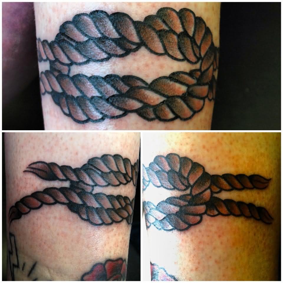 Black Ink Rope Knot Tattoo Design