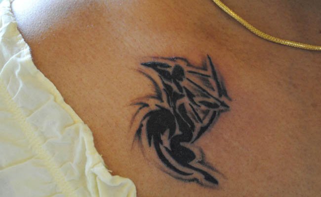 Black Ink Tribal Sagittarius Tattoo Design