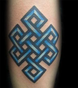 Blue And Black Endless Celtic Knot Tattoo Design