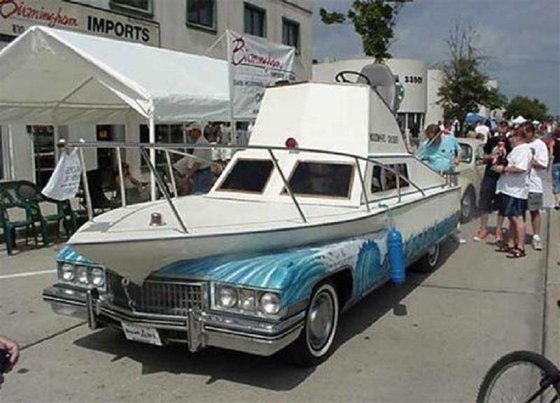 Boat Shape Car Funny Looking Picture