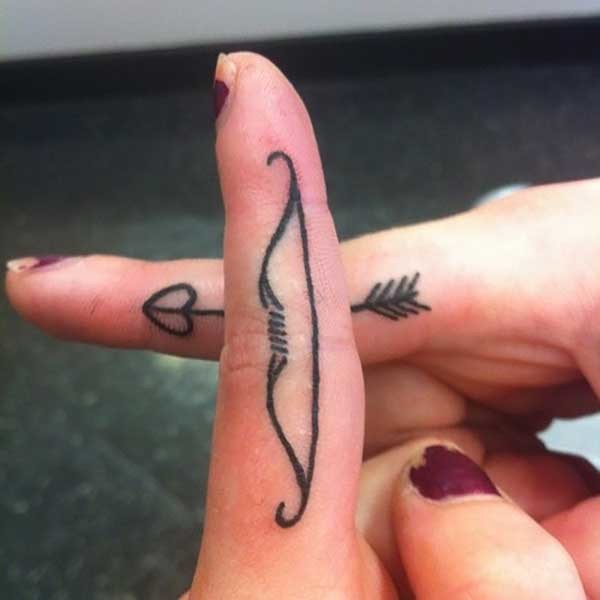 Bow And Arrow Sagittarius Tattoos On Fingers