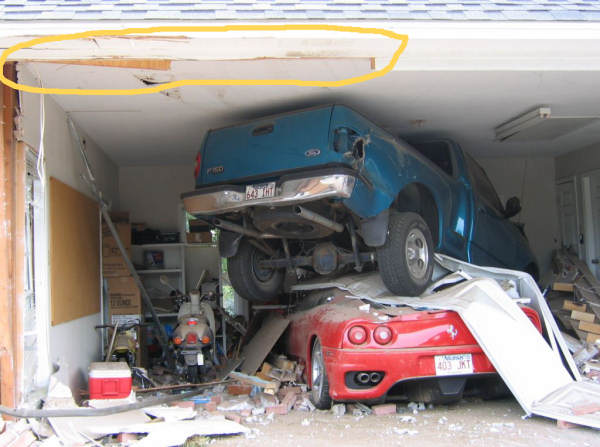Car Crash In Garage Funny Picture