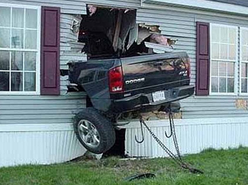 Car Crash With Home Funny Image