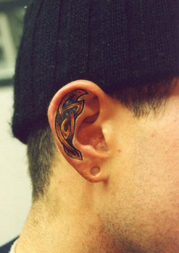 Celtic Knot Tattoo On Right Ear