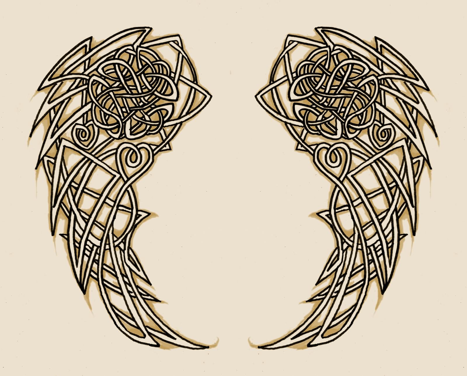 Celtic Knot Wings Tattoo Design