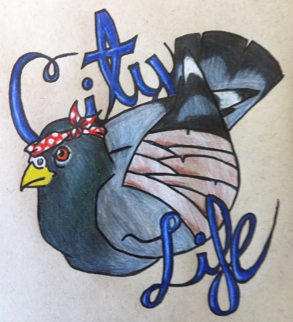 City Life - Amazing Pigeon Tattoo Design