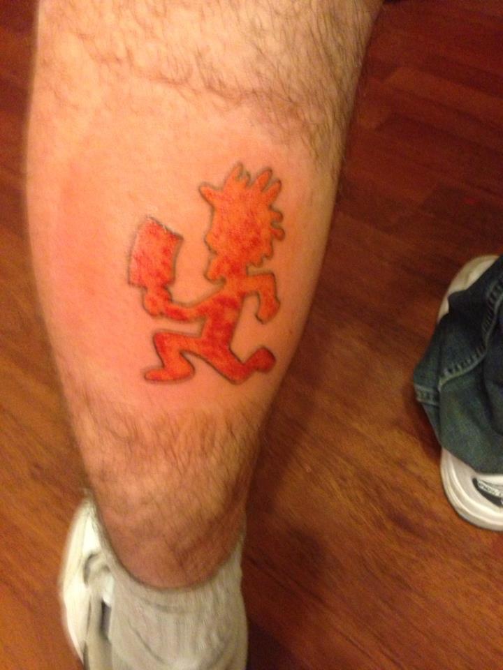 Classic ICP Logo Tattoo On Man Left Leg Calf